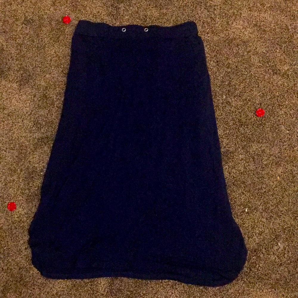 Stretchy Navy Blue Knee Low Skirt